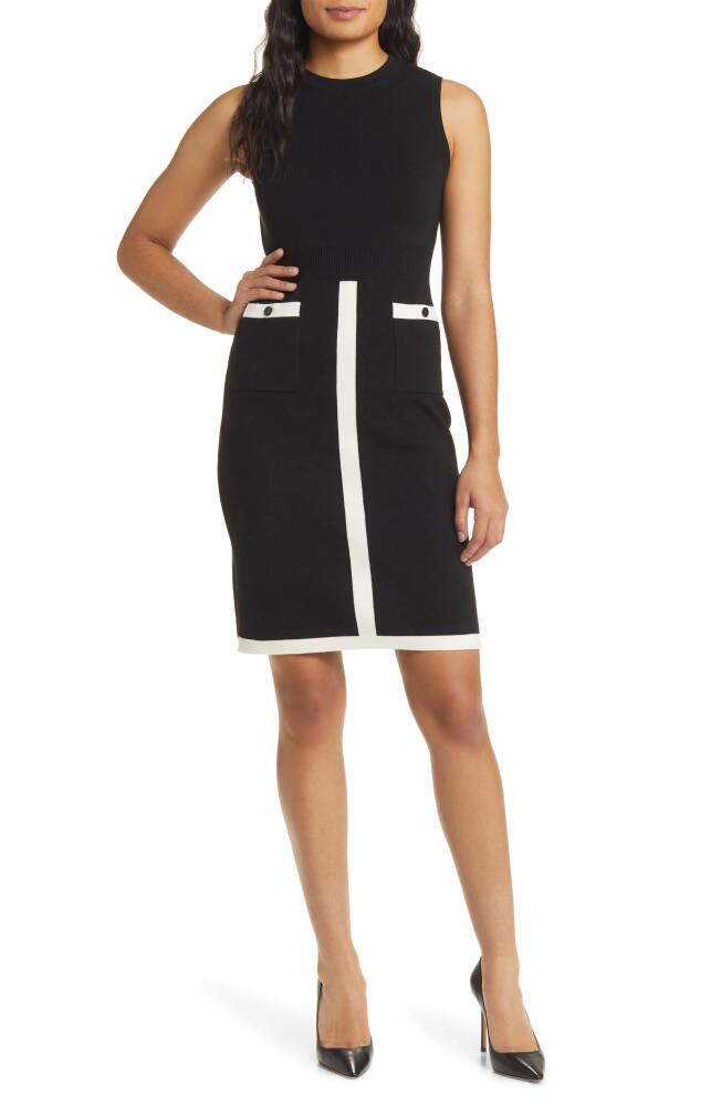 Anne Klein Contrast Trim Sleeveless Sweater Dress in Anne Black/Anne White Cover