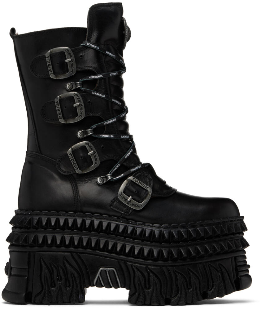 VETEMENTS Black New Rock Edition Lace Up Boots Cover