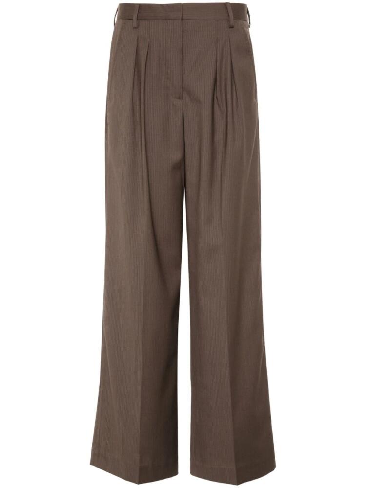 Officine Generale Elia pinstriped palazzo pants - Brown Cover