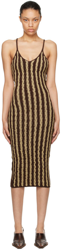 Isa Boulder Brown & Beige Cactus Midi Dress Cover