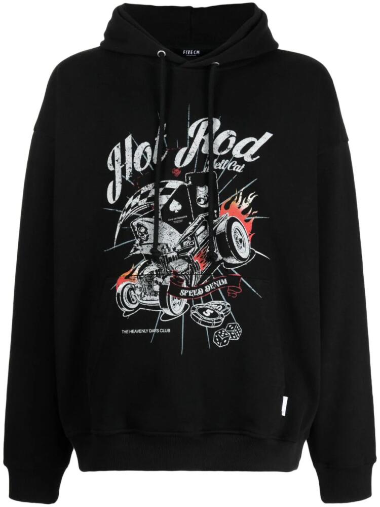 FIVE CM Terry graphic-print cotton hoodie - Black Cover