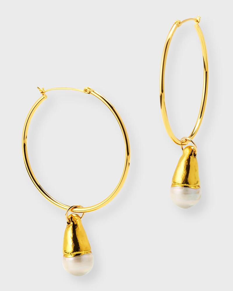 Devon Leigh Pearl in Gold Foil Hoop Earrings Cover