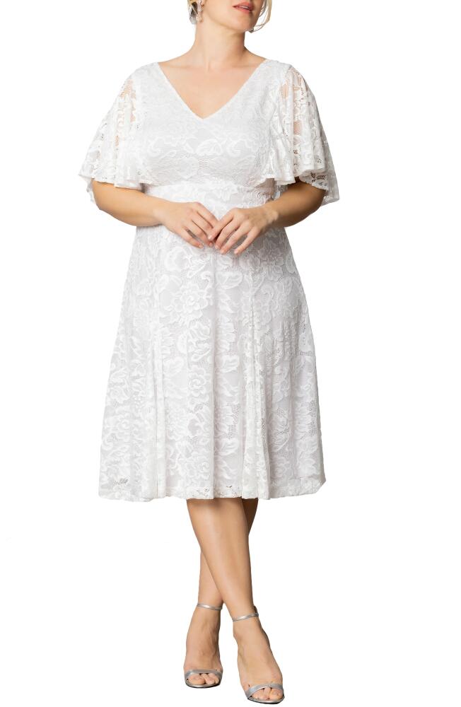 Kiyonna Genevieve Stretch Lace Cocktail Dress in Pearl Cover