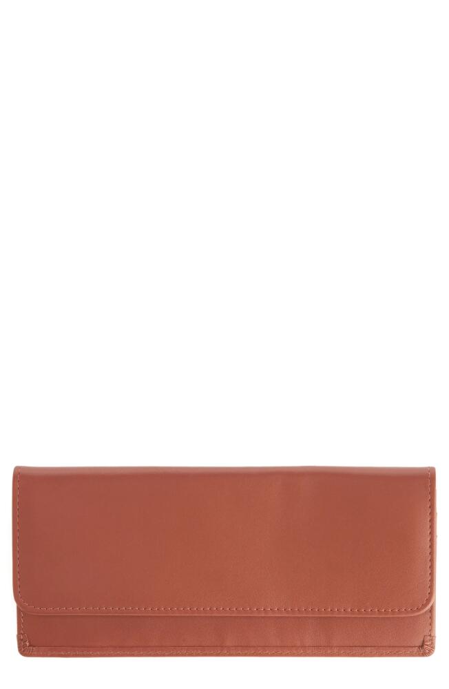 ROYCE New York Personalized RFID Blocking Leather Clutch Wallet in Tan - Deboss Cover