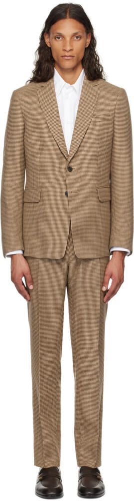 Dries Van Noten Tan Houndstooth Suit Cover