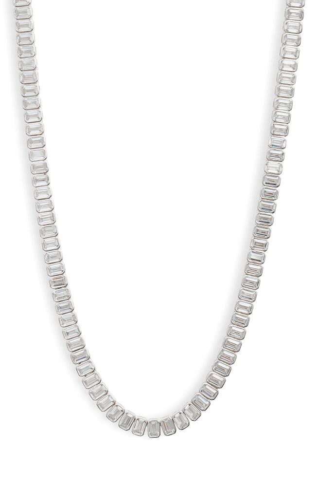 SHYMI Emerald Cut Tennis Necklace in Silver/White Cover