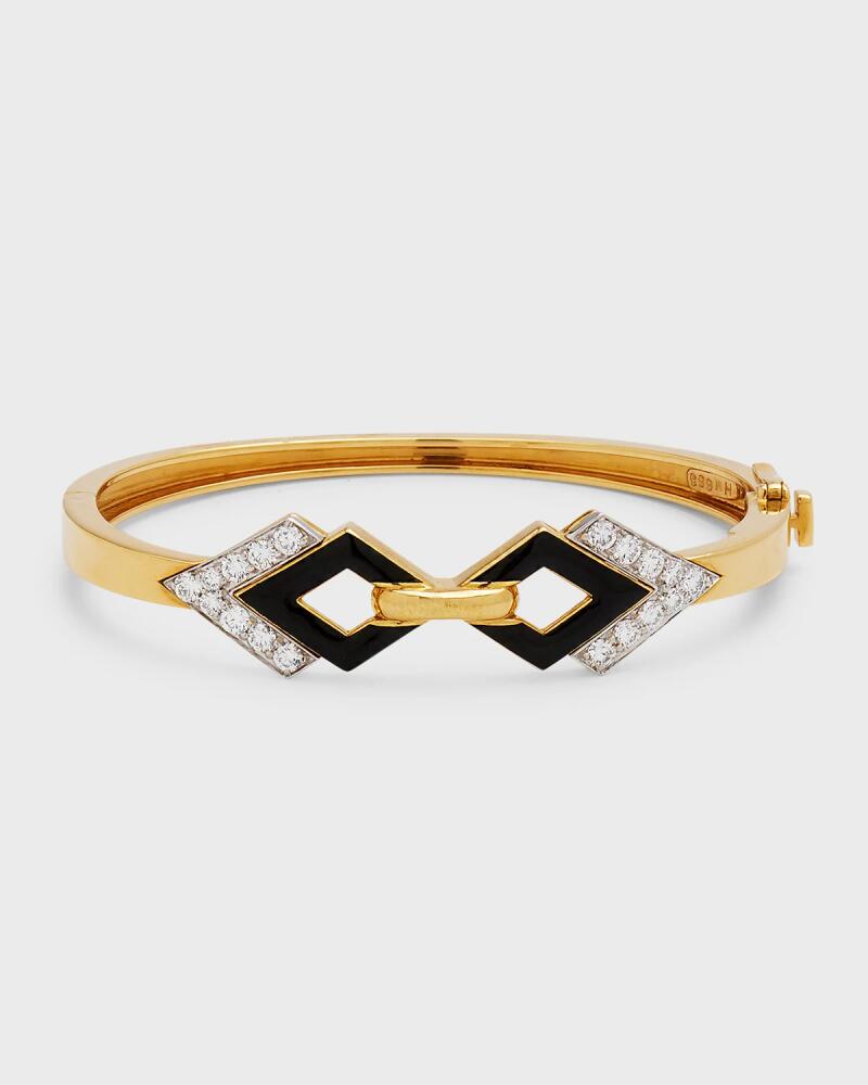 David Webb Double Diamond Enamel Bracelet Cover