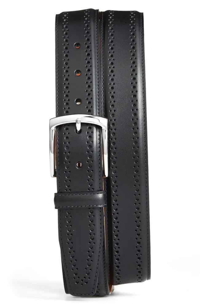 Allen Edmonds Manistee Brogued Leather Belt in Black Cover