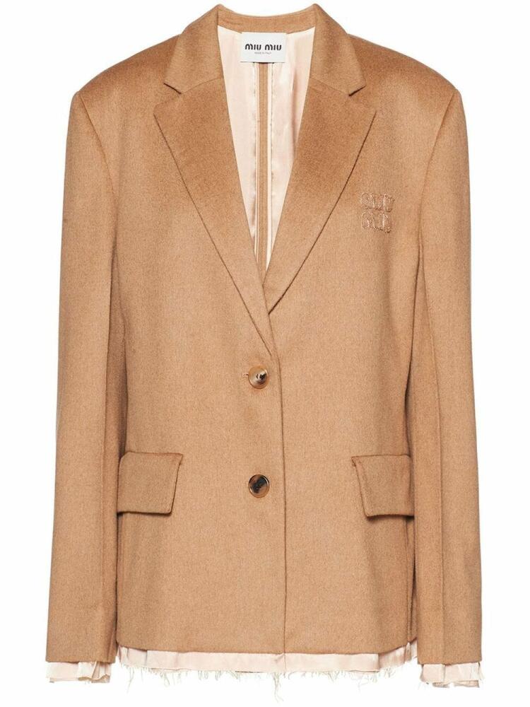 Miu Miu single-breasted frayed blazer - Brown Cover