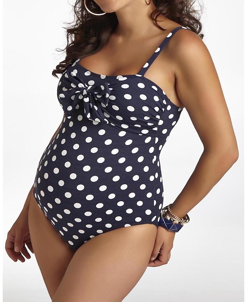 Pez D'Or Classic Maternity One Piece Swimsuit printed with Central Bow Cover