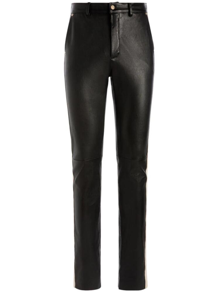 Bally stripe-detail leather tapered trousers - Black Cover