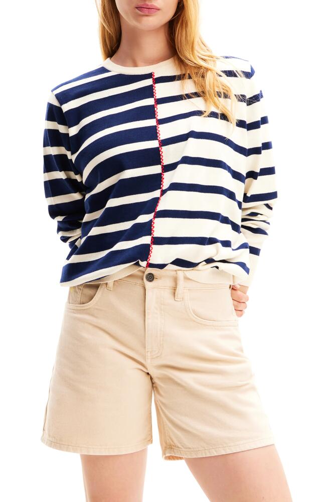 Desigual Zigzag Stripe Pullover in White Cover