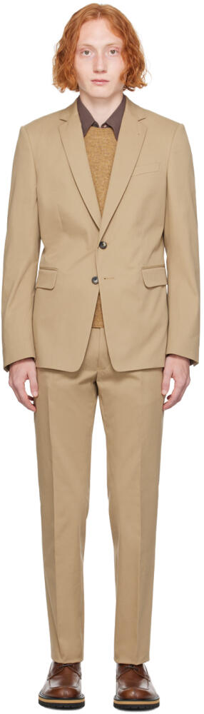 Dries Van Noten Tan Single-Breasted Suit Cover