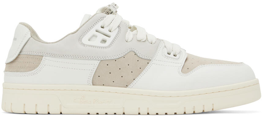 Acne Studios White & Off-White Leather Low-Top Sneakers Cover