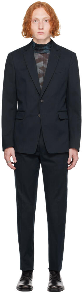 Dries Van Noten Navy Single-Breasted Suit Cover