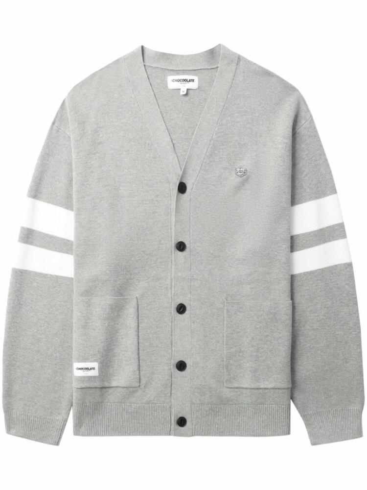 CHOCOOLATE logo-appliqué striped cardigan - Grey Cover