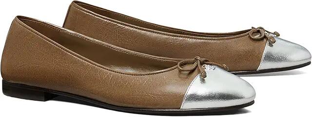 Tory Burch Cap-Toe Ballet (Wild Mushroom/Silver) Women's Shoes Cover