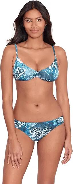 Lauren Ralph Lauren Indigo Patchwork Scoop Shirred Bikini Top (Multicolor) Women's Swimwear Cover