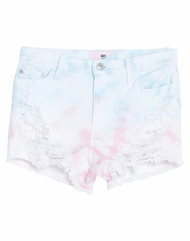 Chiara Ferragni Woman Denim shorts White Cotton, Elastane Cover