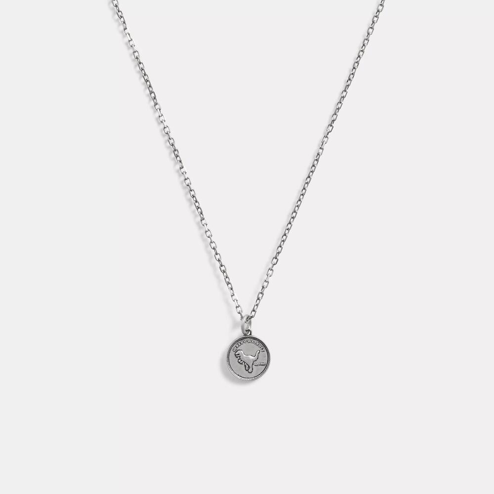 Coach Sterling Silver Coin Pendant Necklace Cover