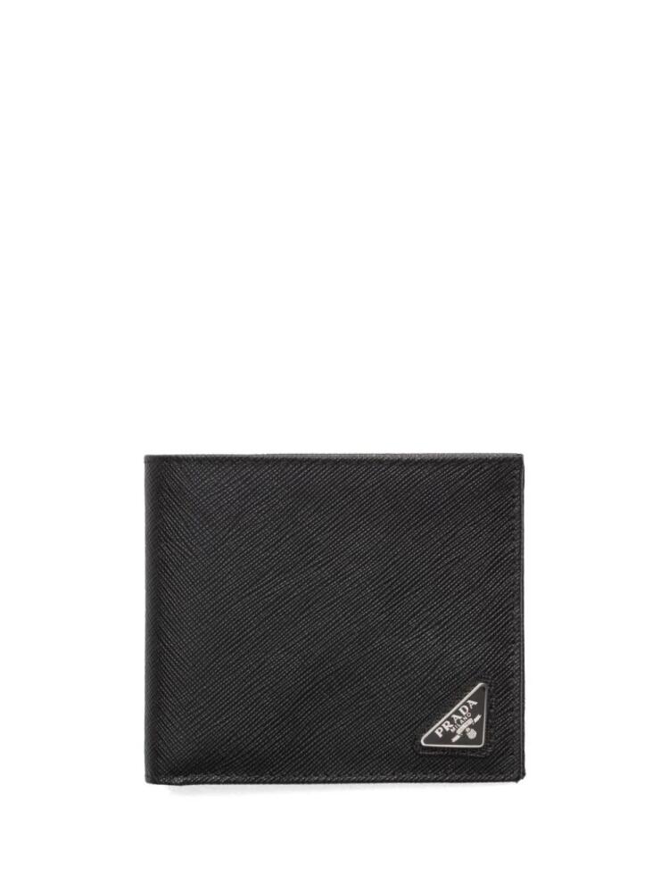 Prada triangle-logo bi-fold leather wallet - Black Cover