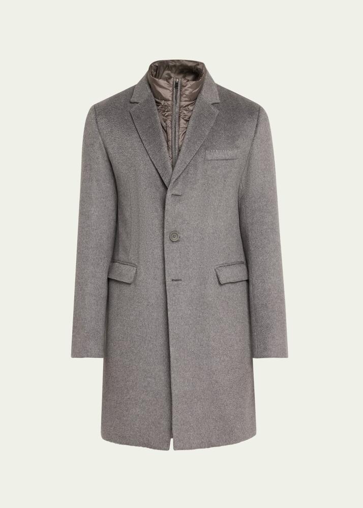 Herno Men's Cashmere Topcoat with Nylon Wind Guard Cover