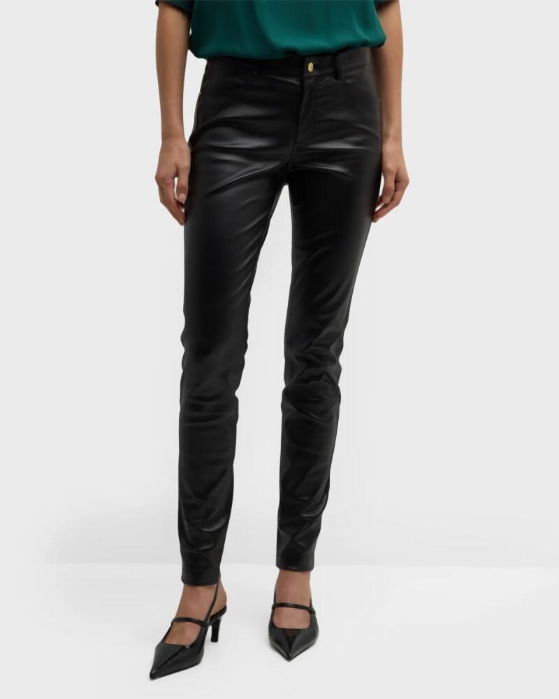 Lafayette 148 New York Mercer Mid-Rise Leather Skinny Jeans Cover