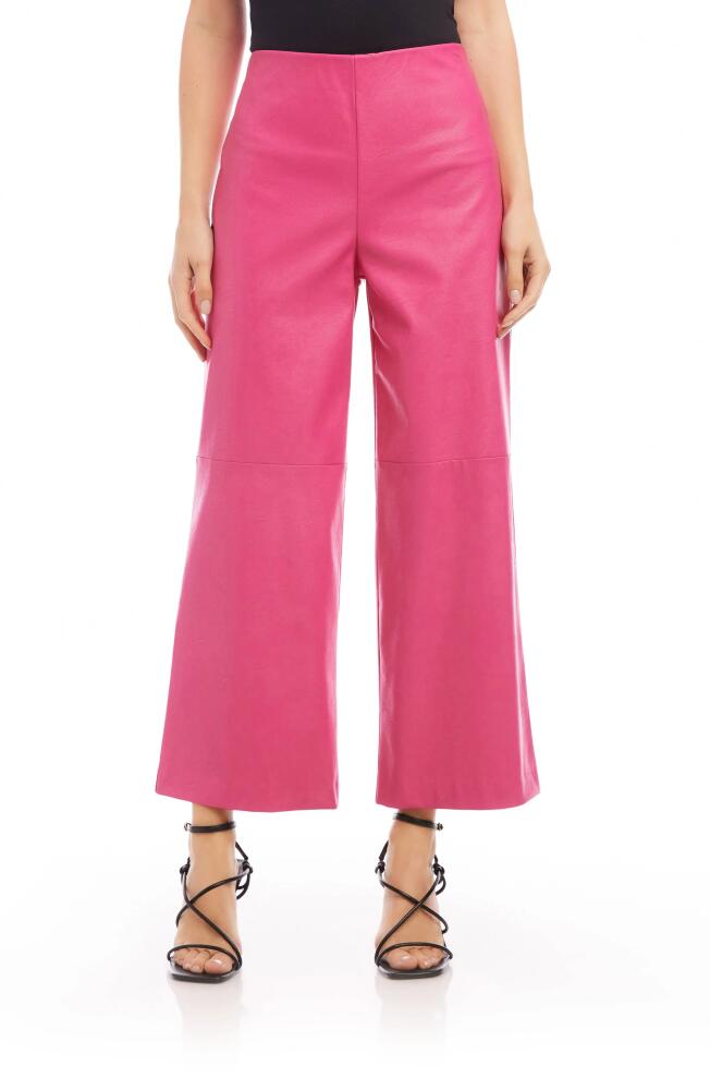 Karen Kane Crop Faux Leather Flare Pants in Hot Pink Cover