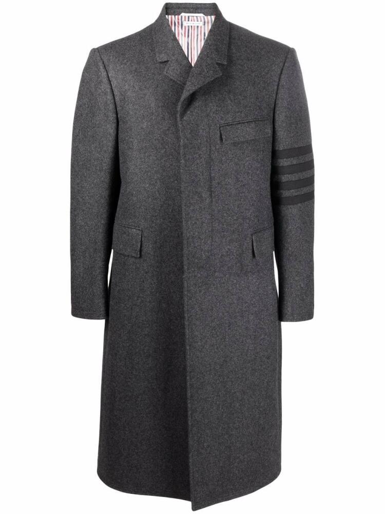 Thom Browne 4-Bar stripe single-breasted coat - Grey Cover