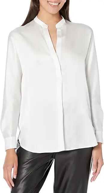 Vince Band Collar Blouse (Optic White) Women's Clothing Cover