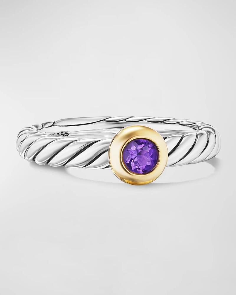 David Yurman Cable Flex Ring with Gemstone in Silver and 14K Gold, 2.8mm Cover