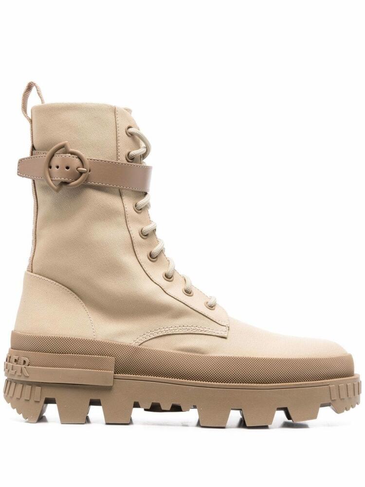 Moncler logo-print leather boots - Neutrals Cover