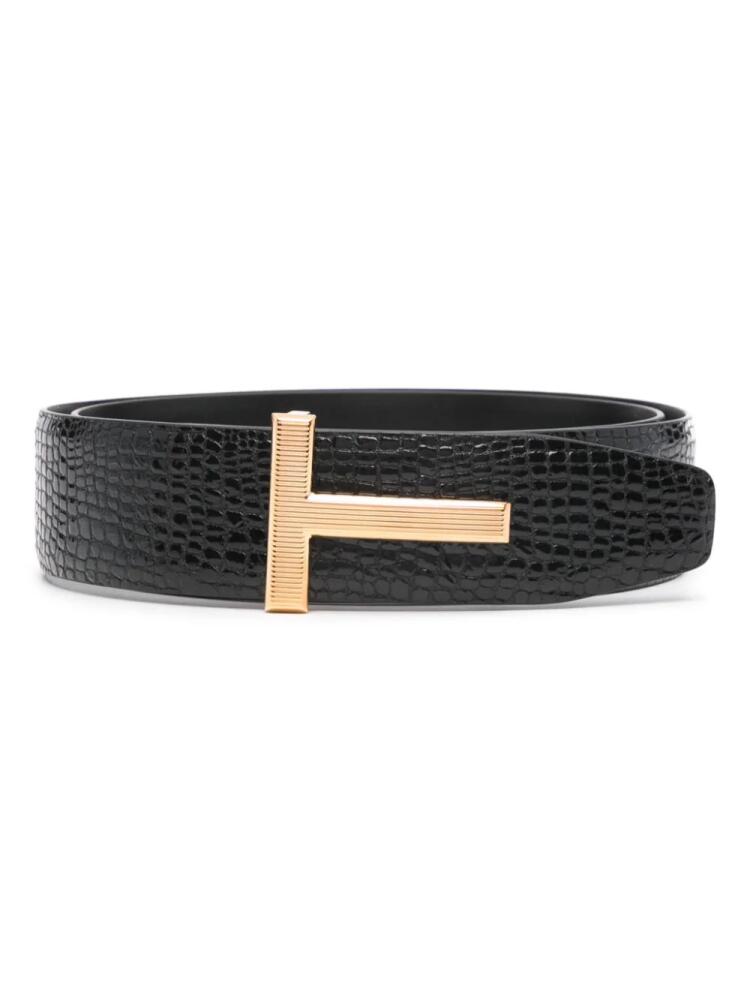 TOM FORD embossed-crocodile leather belt - Black Cover