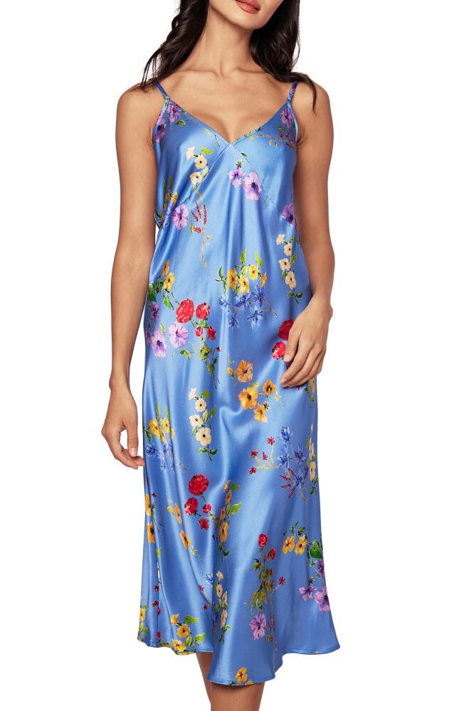 Petite Plume Brilliant Botanical Mulberry Silk Nightgown in Blue Cover