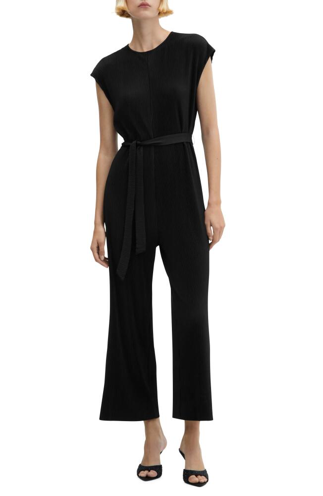 MANGO Pleated Jumpsuit in Black Cover