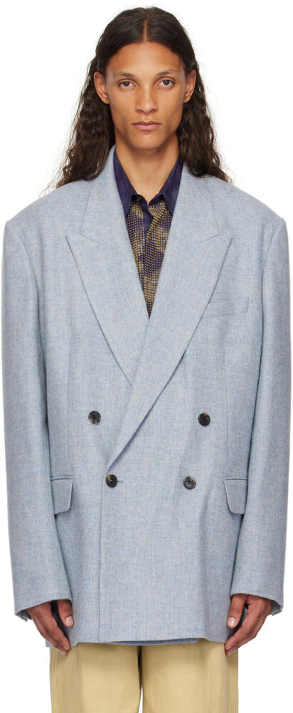 Dries Van Noten Blue Double-Breasted Blazer Cover