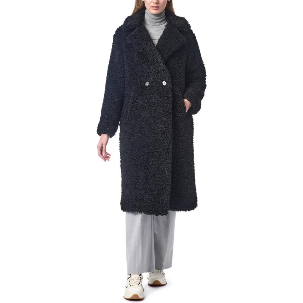 Bernardo Faux Shearling Double Breasted Longline Coat in Black Cover