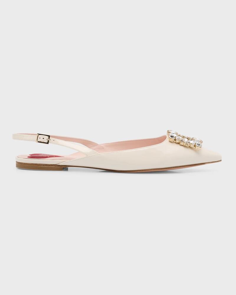 Roger Vivier Leather Crystal Buckle Slingback Ballerina Flats Cover