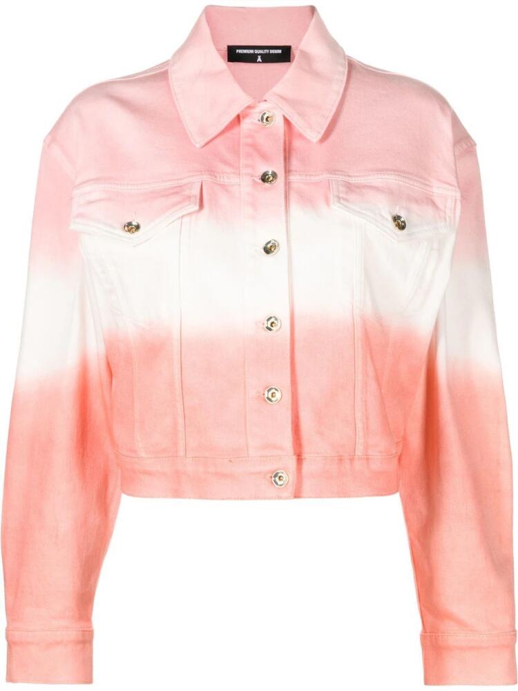 Patrizia Pepe Nuanced gradient-effect denim jacket - Pink Cover