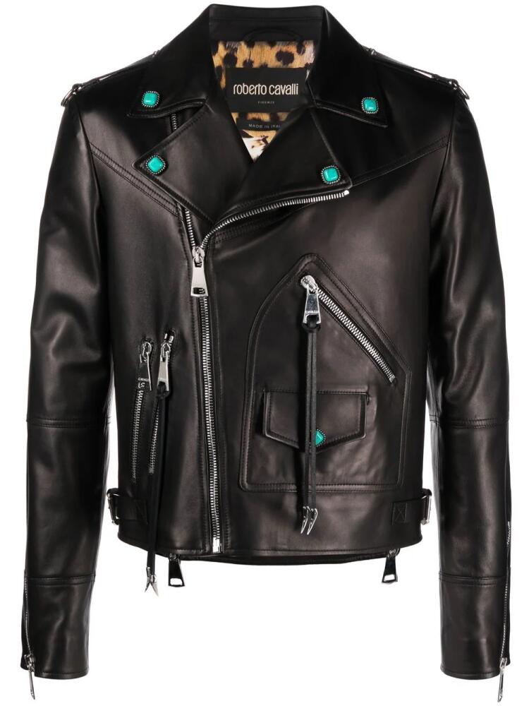 Roberto Cavalli embellished biker jacket - Black Cover