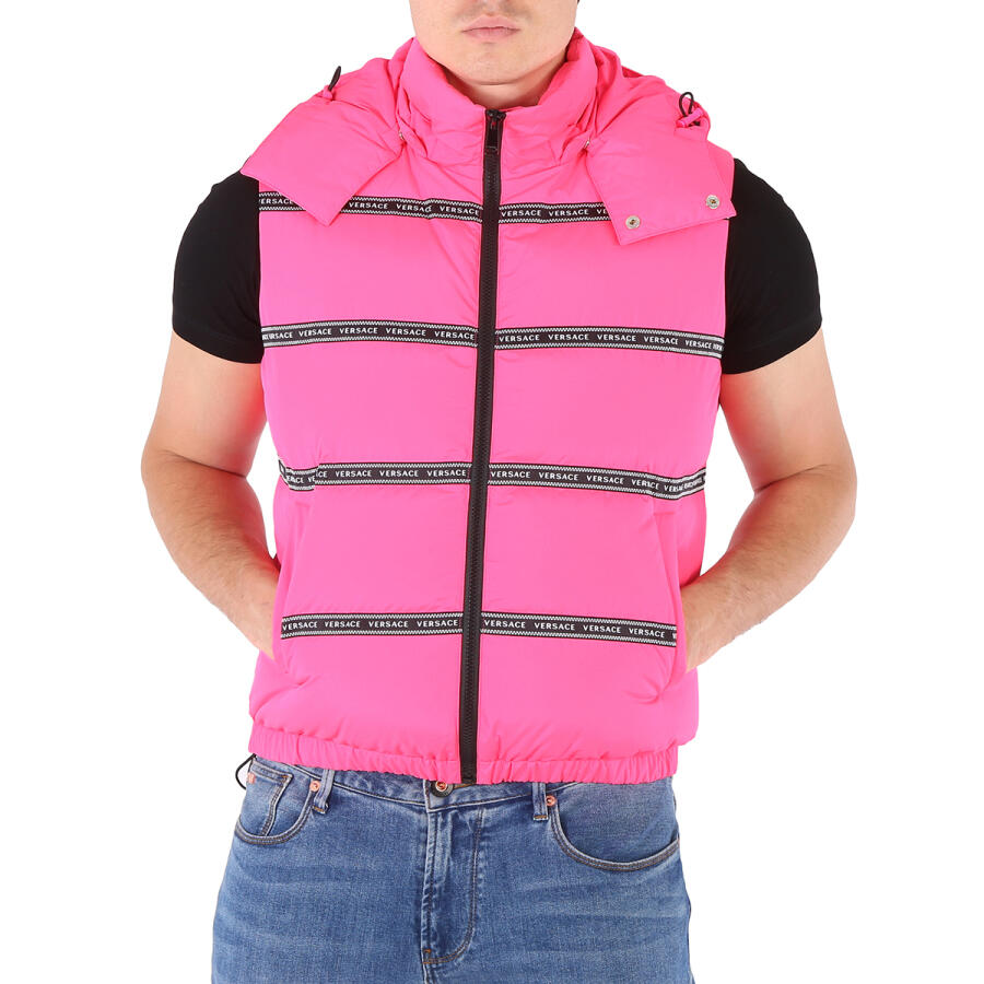 Versace Mens Logo Tape Puffer Gilet Jacket Cover