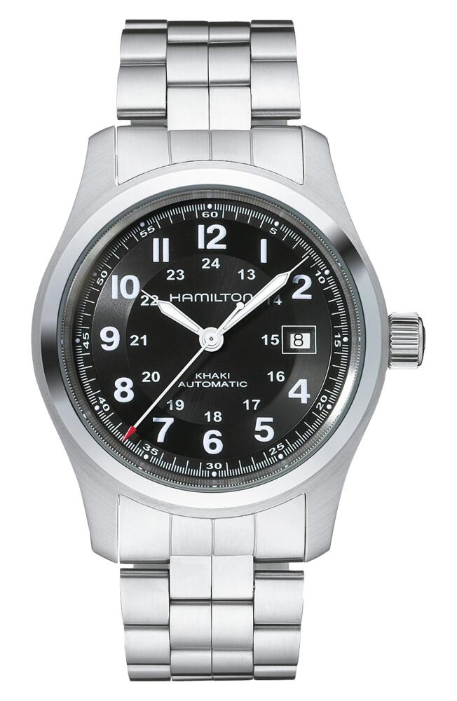 Hamilton Khaki Field Automatic Bracelet Watch, 42mm in Silver/Black/Silver Cover