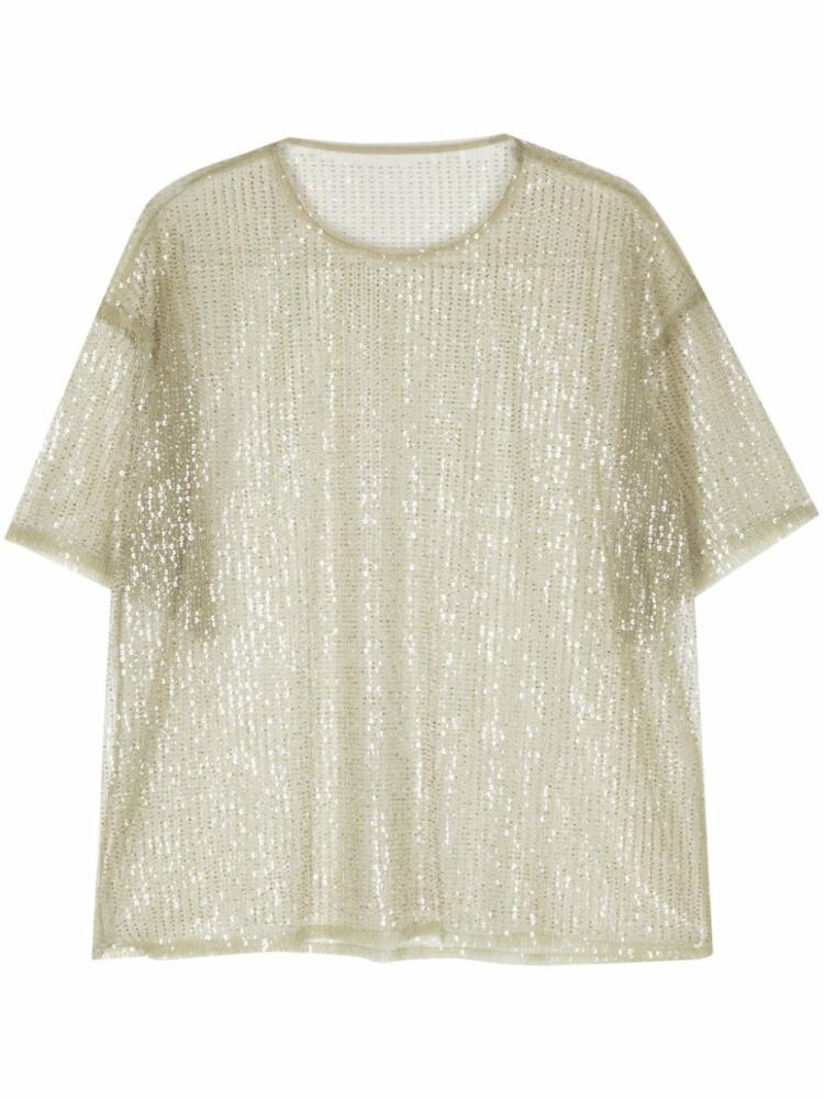 REMAIN sequined semi-sheer T-shirt - Green Cover