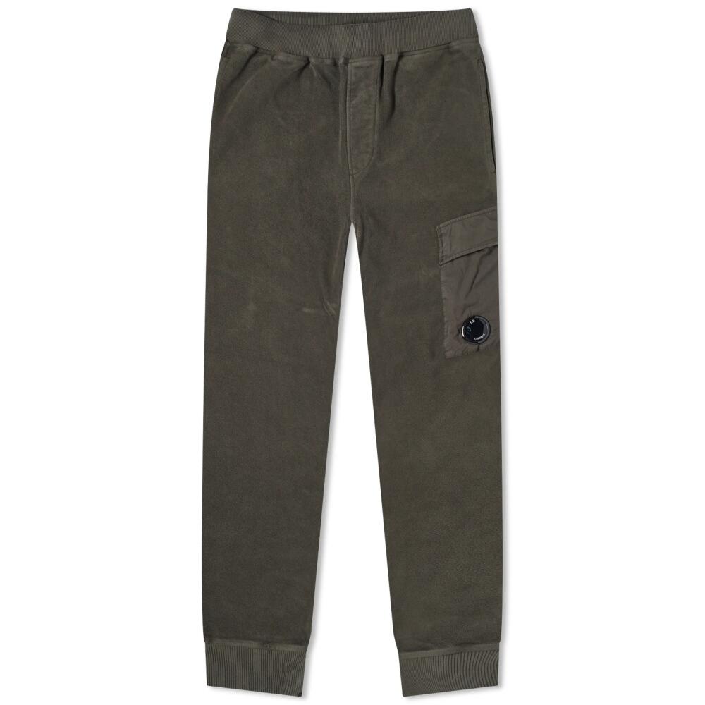 C.P. Company Men's Reverse Brushed & Emerized Fleece Sweatpants in Olive Night Cover