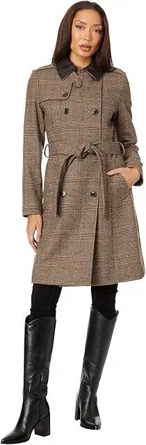 LAUREN Ralph Lauren Plaid Wool Trench (Heritage Plaid) Women's Clothing Cover