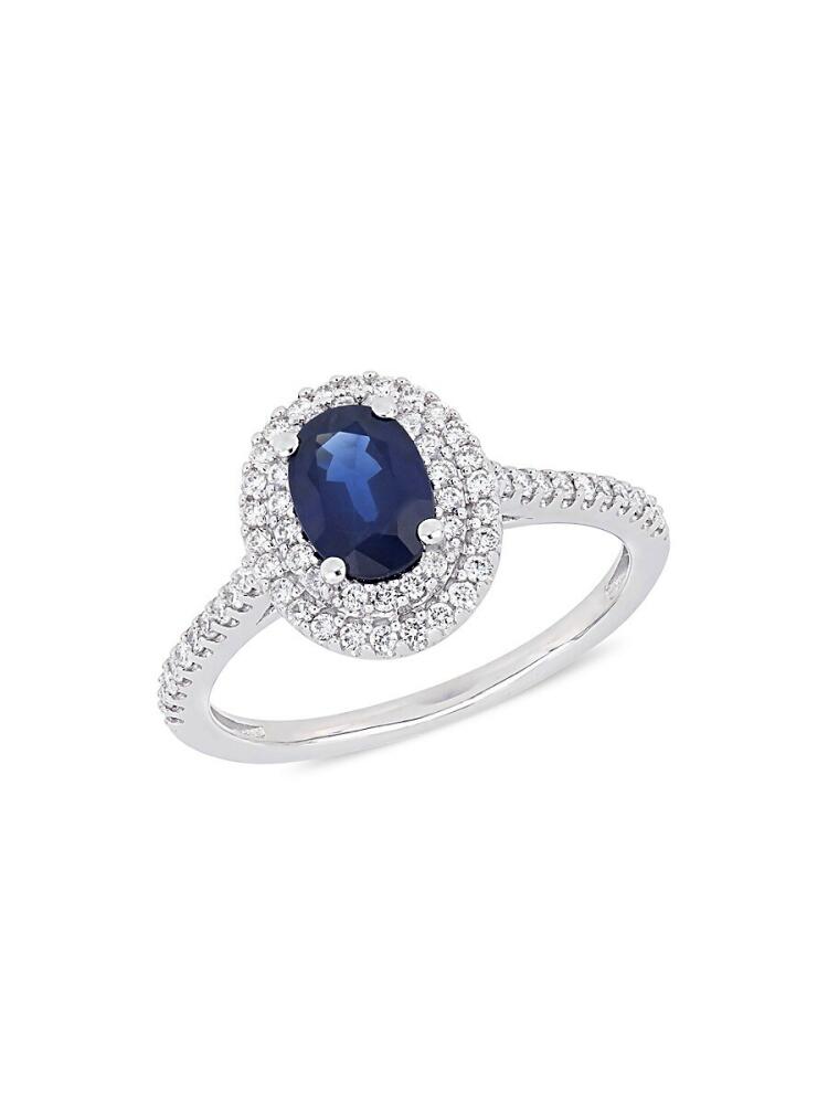 Sonatina Women's 14K White Gold & Sapphire Halo Ring Cover