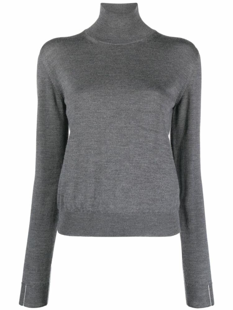 There Was One stripe-detail virgin wool turtleneck jumper - Grey Cover