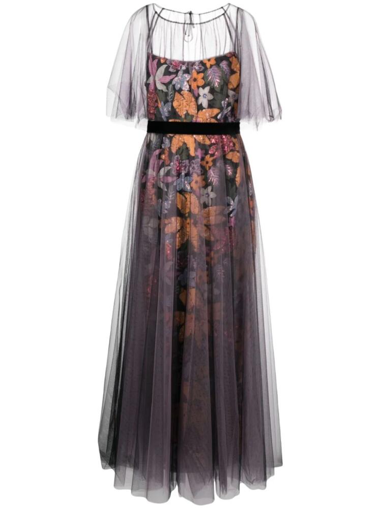 Talbot Runhof floral-embroidered floor-length dress - Black Cover