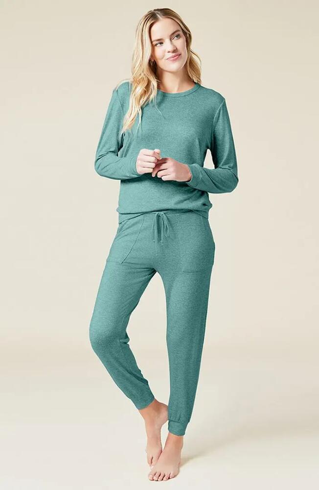 Softies Dream Jersey Long Sleeve Crew Neck Lounge Set with Jogger Pant in Dusty Green Cover