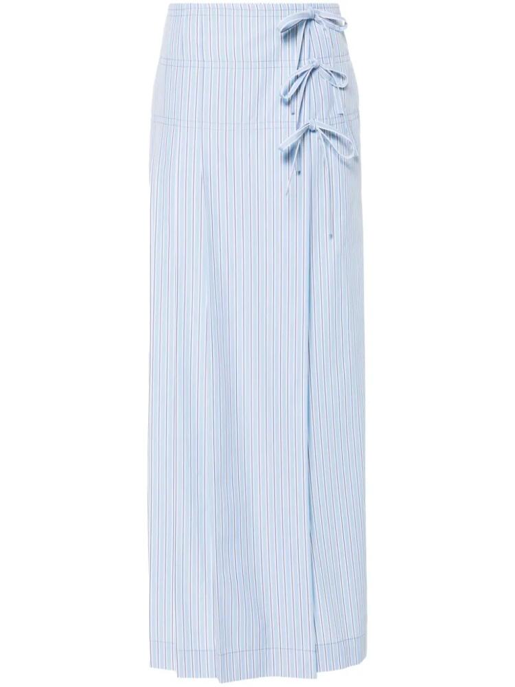 Alberta Ferretti pleat-detail striped midi skirt - Blue Cover